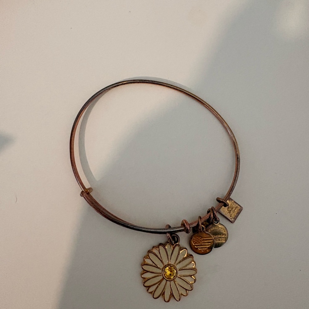 Alex and Ani Gold and White Flower Charm Bracelet